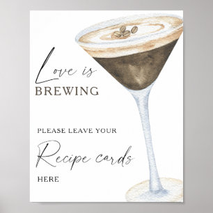 Poster Chá de noiva de café Seu cartão de receita aqui