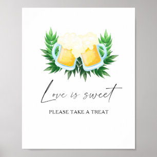 Poster Chá de noiva de cerveja O amor é doce aproveite