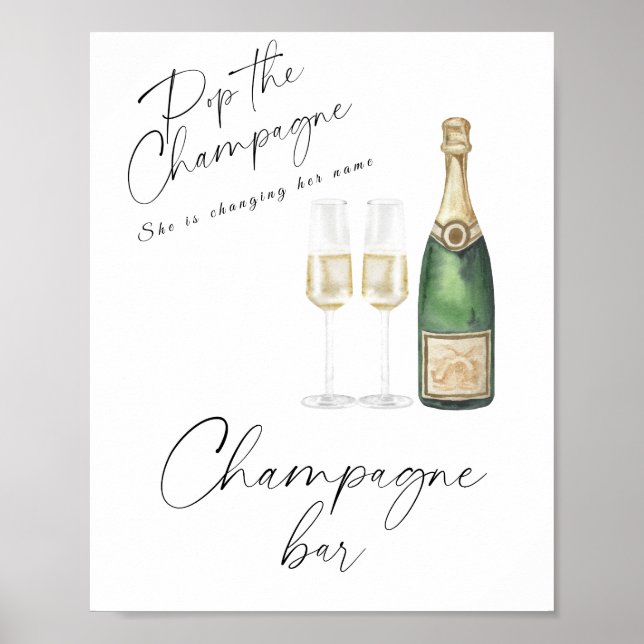 Poster Chá de noiva de champanhe - Bar de champanhe (Frente)