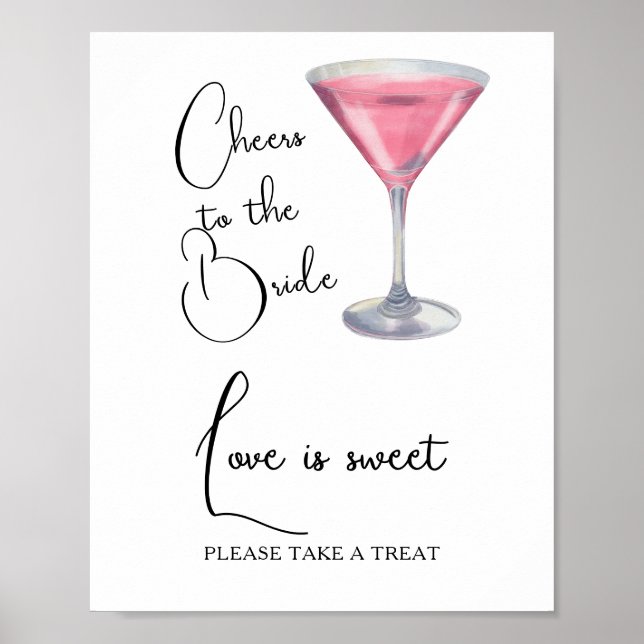 Poster Chá de noiva de coquetel O amor é doce (Frente)