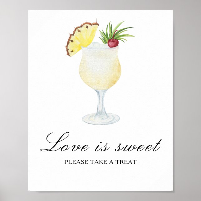 Poster Chá de noiva de coquetel - o amor é doce (Frente)