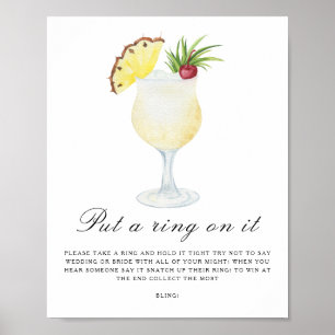 Poster Chá de noiva de piña colada - Coloque um anel niss