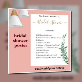 Poster Chá de Noiva Dourado Borgonha 🌿 Tinta Elegante