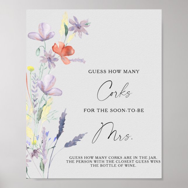 Poster Chá de Noiva Floral Adivinhe Quantas Rolhas (Frente)