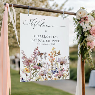 Poster Chá de Noiva Floral Boho Watercolor com Flores Sil
