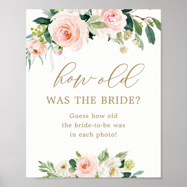 Poster Chá de Noiva Floral Que Idade Tinha a Noiva Jogo (Frente)