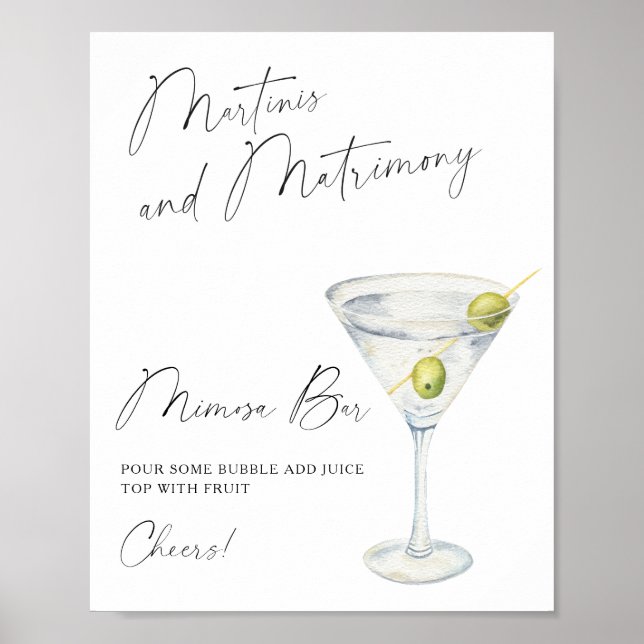 Poster Chá de noiva Martini bar de Mimosa (Frente)