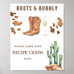 Poster Chá de noiva western Seu cartão de receita aqui