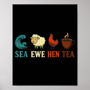 Poster Chá de Ovelha Marinha Galinha Engraçado Humor Gráf