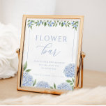 Poster Chá de panela Bar de Flor Azul Hydrangea<br><div class="desc">Personalize usando o formulário modelo.</div>