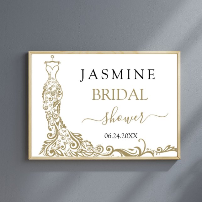 Poster Chá de panela brilhante branco e Dourado brilhante (Criador carregado)