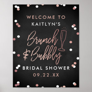 Poster Chá de panela Brunch e Bubble Confetti Bem-vindo