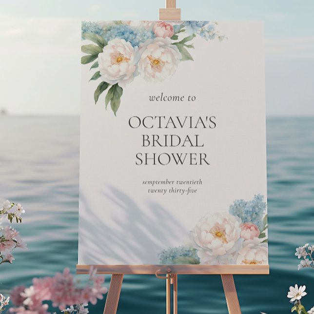 Poster Chá de panela clássico Flores Azuis e Rosa Suaves (Criador carregado)