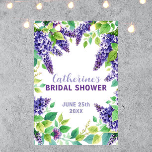 Poster Chá de panela das Folhas Verdes Roxo Elegante