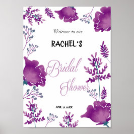 Poster Chá de panela de ameixa com Aquarela Elegante