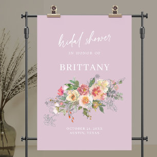 Poster Chá de panela de Aquarela Floral Lilac Bem-vindo