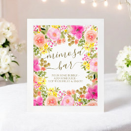 Poster Chá de panela de Bar de Watercolor Floral Mimosa