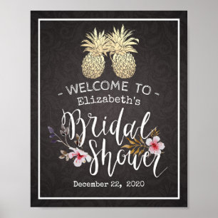 Poster Chá de panela de boas-vindas Casal Dourado de abac