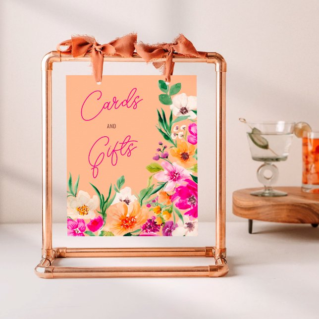 Poster Chá de panela de boas-vindas de flores corajosas (Bright bold wild flowers welcome bridal shower poster)