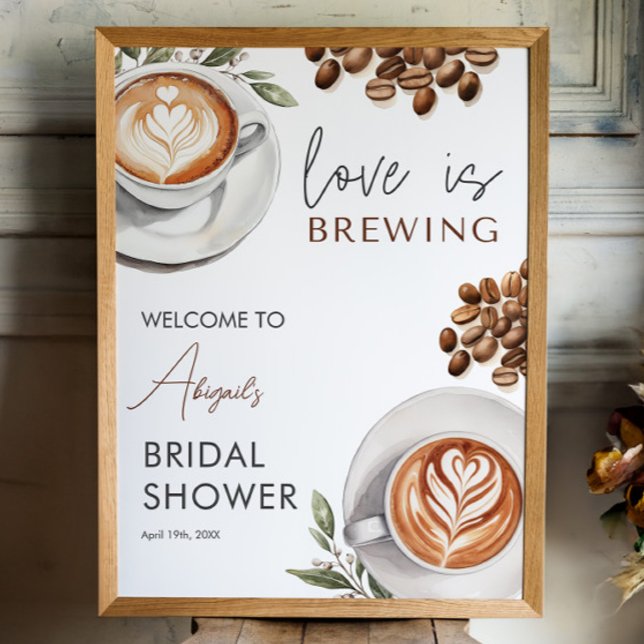 Poster Chá de panela de café - 18x24 bem-vindo (Coffee Bridal Shower - 18x24 Welcome Poster)