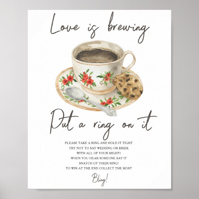Poster Chá de panela de café Coloque um anel no jogo (Frente)