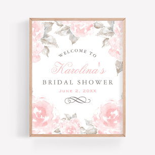 Poster Chá de panela de Casamento com Rosa de Aquarela Ro