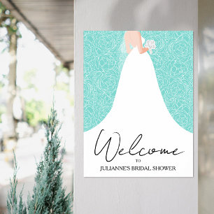 Poster Chá de panela de Casamento Turquoise Boas-vindas