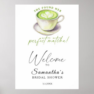 Poster Chá de panela de chá com matcha de aquarela bem-vi