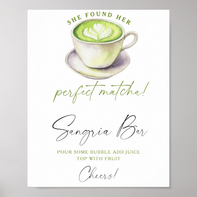 Poster Chá de panela de chá Matcha bar de sangria (Frente)