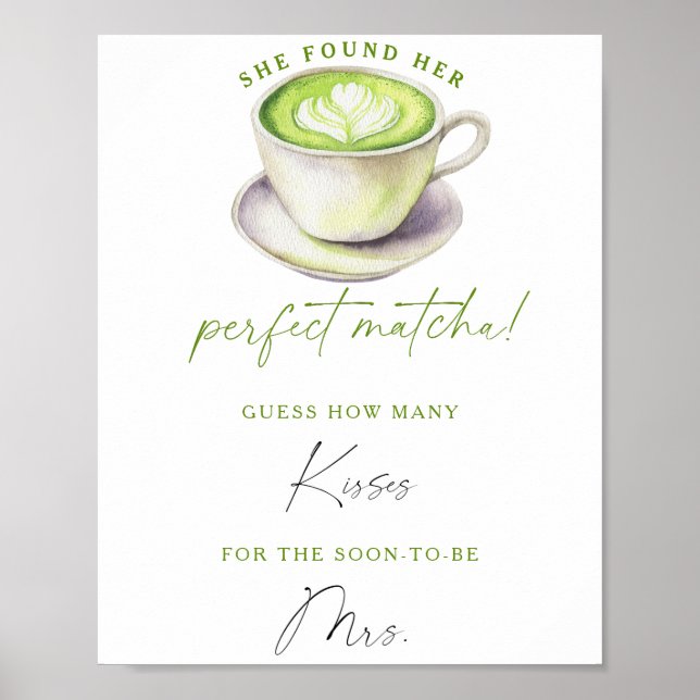 Poster Chá de panela de chá Matcha Quantos beijos (Frente)