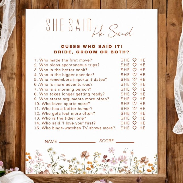 Poster Chá de panela De Flor Selvagem Ele Disse Que Ela D (Criador carregado)