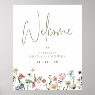 Poster Chá de panela de flores selvagens bem-vindo