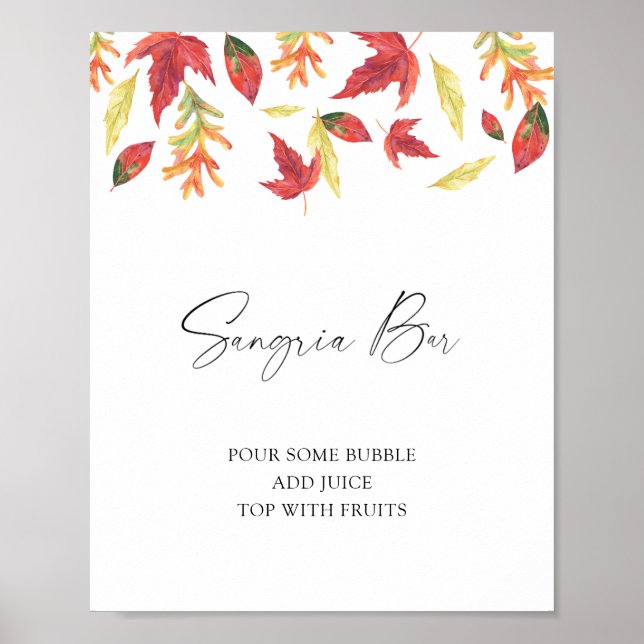 Poster Chá de panela de folhas em queda - bar de sangria (Frente)