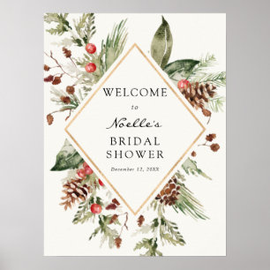 Poster Chá de panela de inverno Evergreen Poinsettia Boa