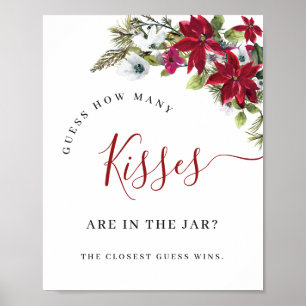 Poster Chá de panela de Natal Elegante da Poinsettia Verm