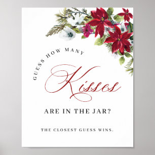 Poster Chá de panela de Natal Elegante da Poinsettia Verm