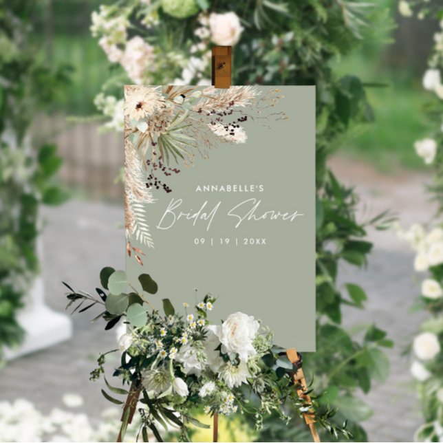 Poster Chá de panela de orçamento pampas de erva elegante (Criador carregado)