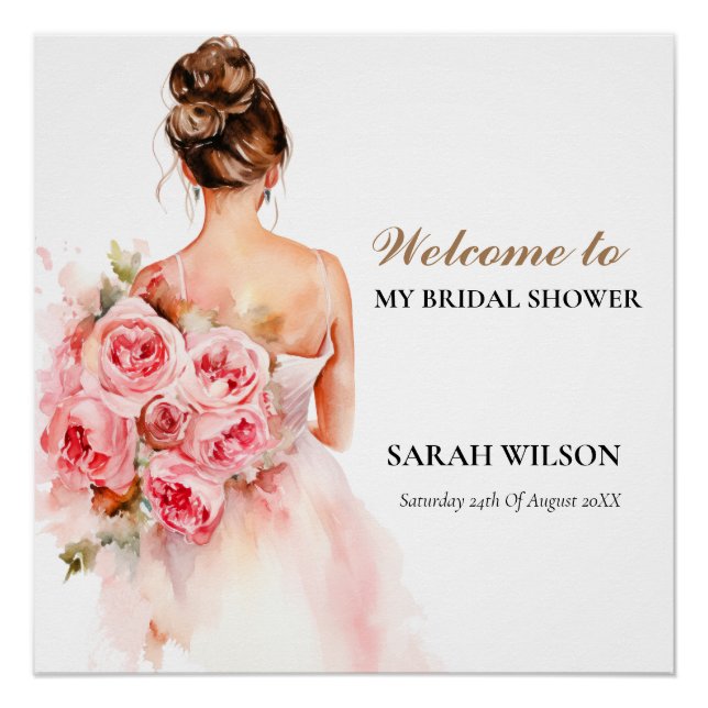 Pôster Chá de panela de Palhaço Rosa de Casamento de Aqua (Frente)