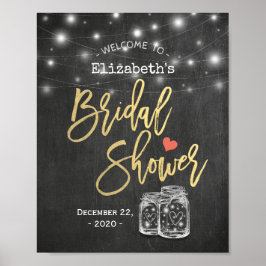 Pôster Chá de panela de quadro chalkboard Mason Jar Light