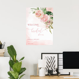 Poster Chá de panela de rosas rosa embebidas em Elegante