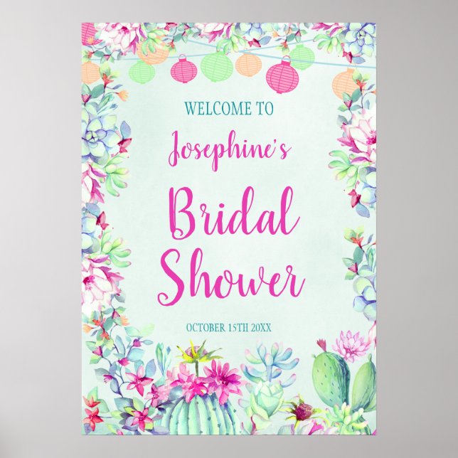 Pôster Chá de panela de Sucultivos Cactus Lantern Fiesta (Frente)