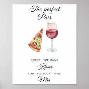 Poster Chá de panela de vinho e pizza Quantos beijos