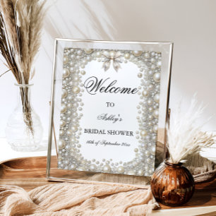 Poster Chá de panela Elegante de Ouros e Pérolas