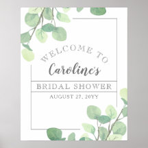 Chá de panela Eucalyptus Greenery moderno bem-vind