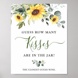 Poster Chá de panela Eucalyptus Sunflower Elegante