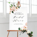 Poster Chá de panela Floral Blush Magnolias Rosa Bem-vind<br><div class="desc">Bem-vindo a convidados para o seu evento com este sinal de boas-vindas personalizável ao chá de panela. Apresenta magnólias cor-de-rosa pinceladas e hífenes com sotaques falsos de folha de ouro rosa. Personalize adicionando os detalhes do evento. Este sinal de boas-vindas do chá de panela floral é perfeito para chás de...</div>