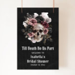 Poster Chá de panela Floral de Halloween Negro Bem-vindo<br><div class="desc">Bem-vindos aos seus convidados com uma elegância assustadora usando o nosso Poster de Boas-vindas do Chá de panela Floral de Halloween Negro! Este design impressionante apresenta um crânio lindamente detalhado cercado por florais escuros e góticos sobre um fundo preto, criando a perfeita mistura de areia e sofisticada. Ideal para colocar...</div>