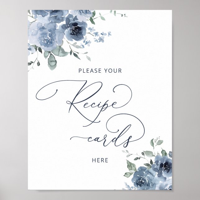 Poster Chá de panela Floral Deixe A Placa De Receita Aqui (Frente)