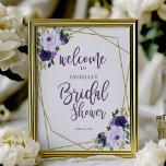Poster Chá de panela Floral Dourado Roxo Bem-vindo<br><div class="desc">Linda placa floral de ouro roxo para chá de panela. Fácil de personalizar com seus detalhes. Excelente para chás de panela com formato roxo ou floral. Entre em contato comigo via chat se tiver perguntas sobre o trabalho de arte ou precisar de personalização. NOTA: para obter assistência sobre pedidos, envio,...</div>