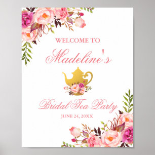 Poster Chá de panela Floral Rosa - Boas-vindas